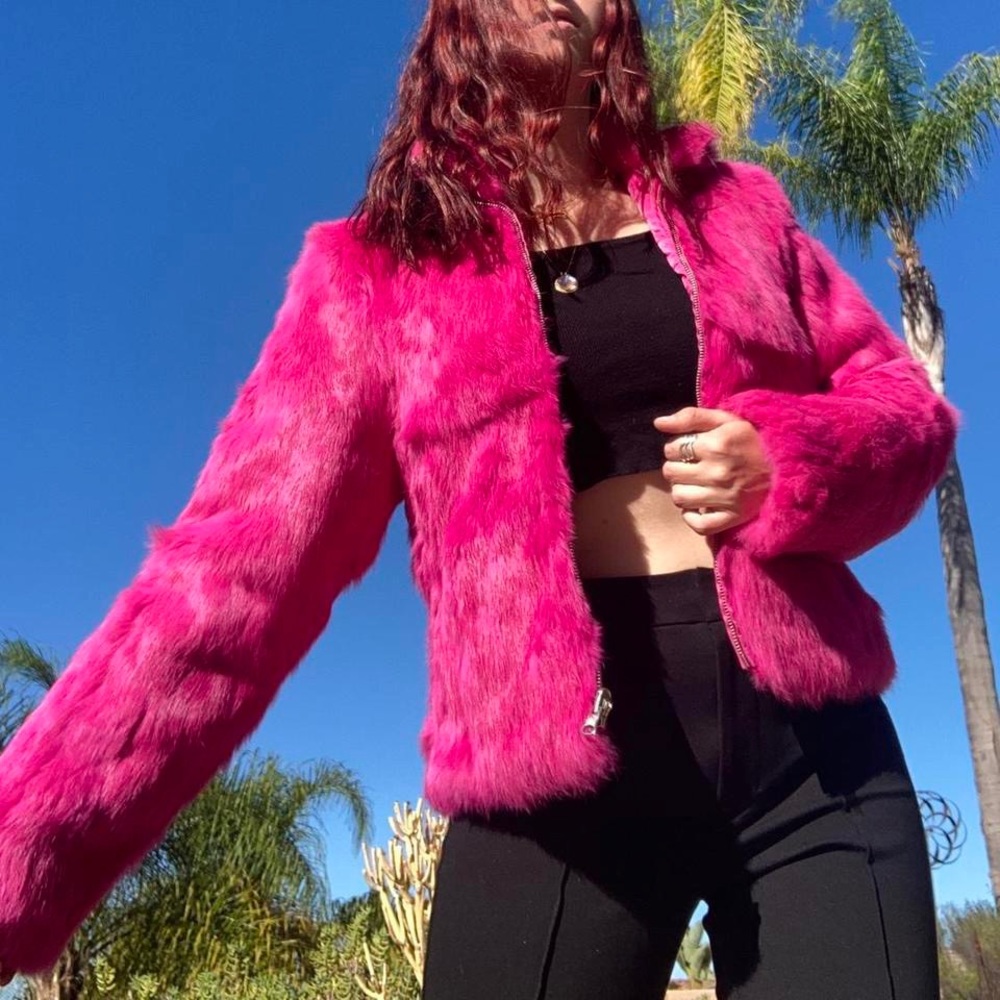 VTG Hot Pink Fur Coat